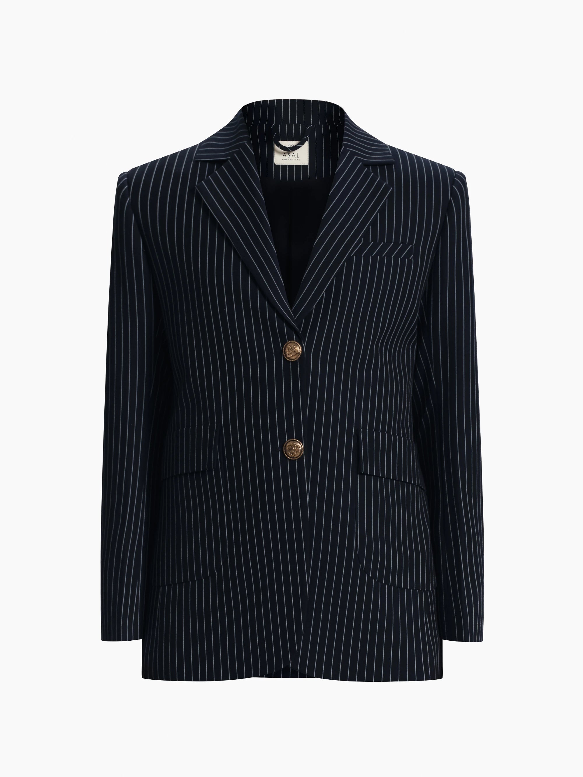 Leila Pinstripe Relaxed-Fit Blazer/ Suit (Navy Pinstripe)