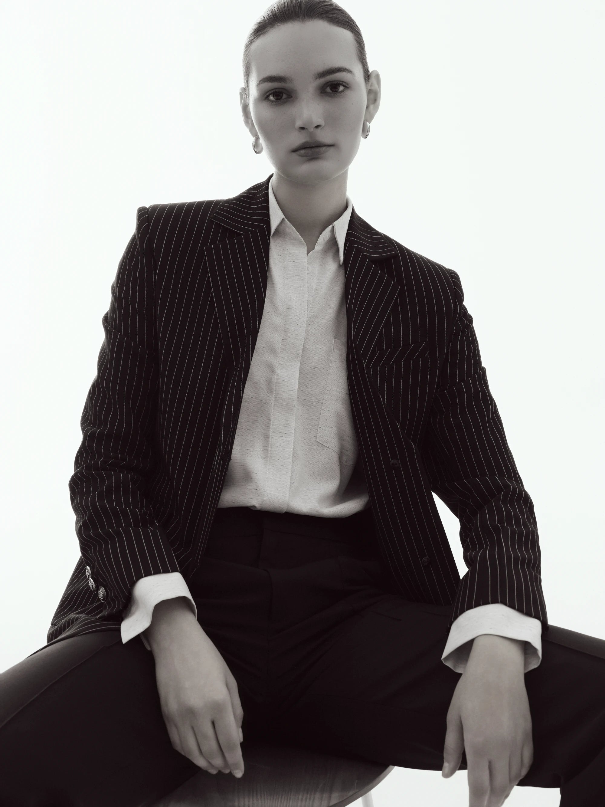 Leila Pinstripe Relaxed-Fit Blazer/ Suit (Navy Pinstripe)