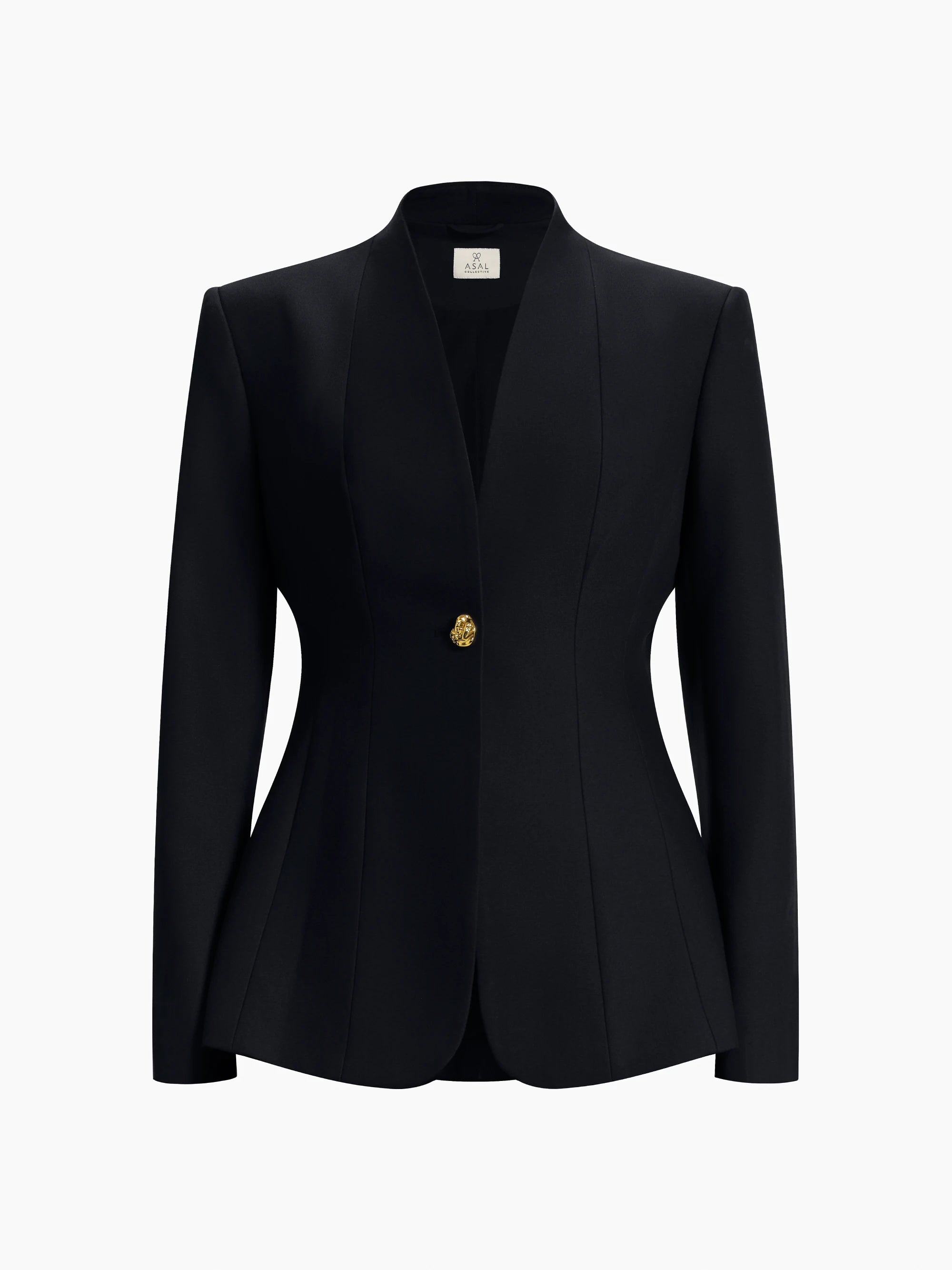 Mandarin Collar Hourglass Blazer / Suit (Black)