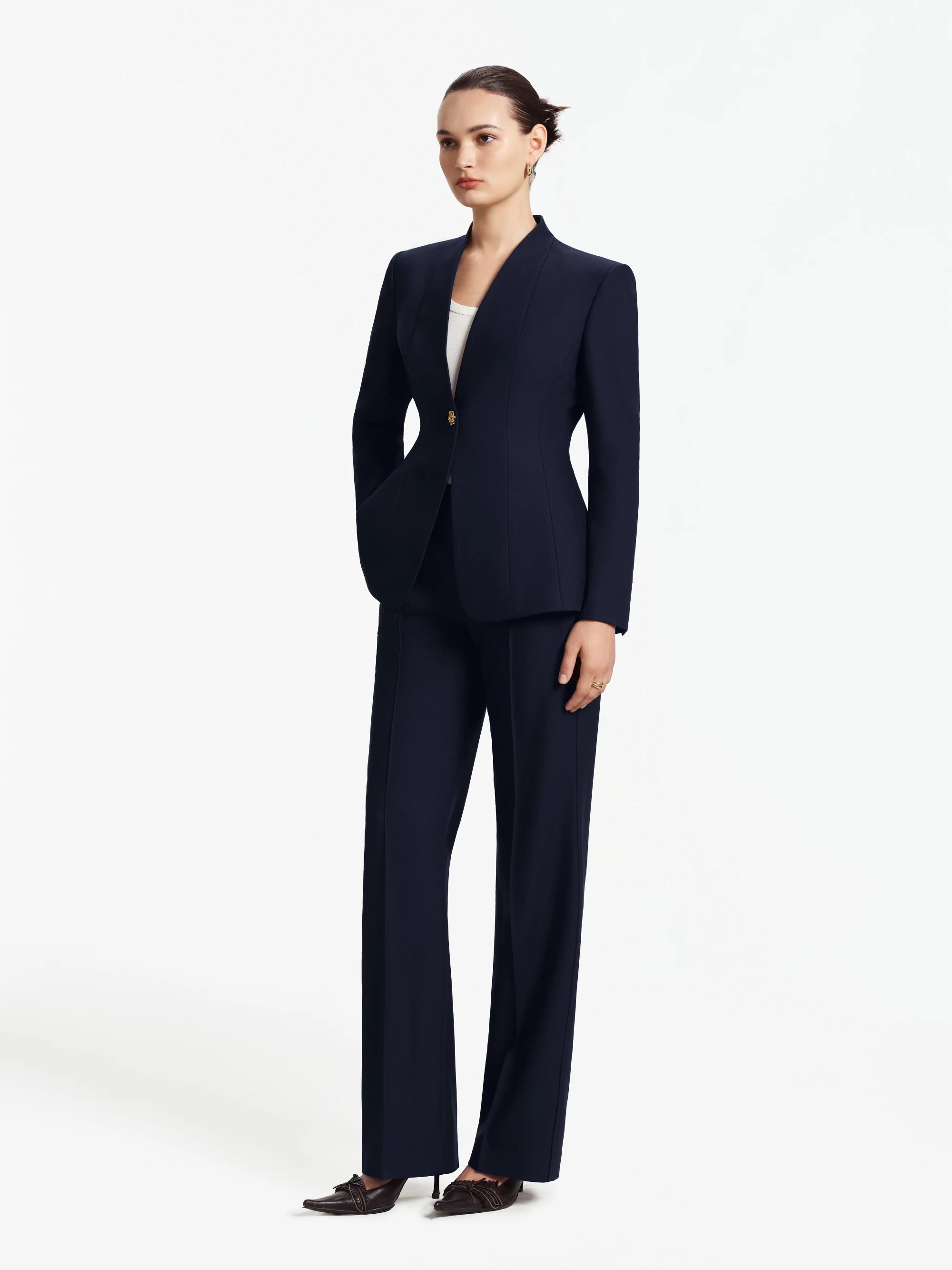 Mandarin Collar Hourglass Blazer / Suit (Midnight blue)