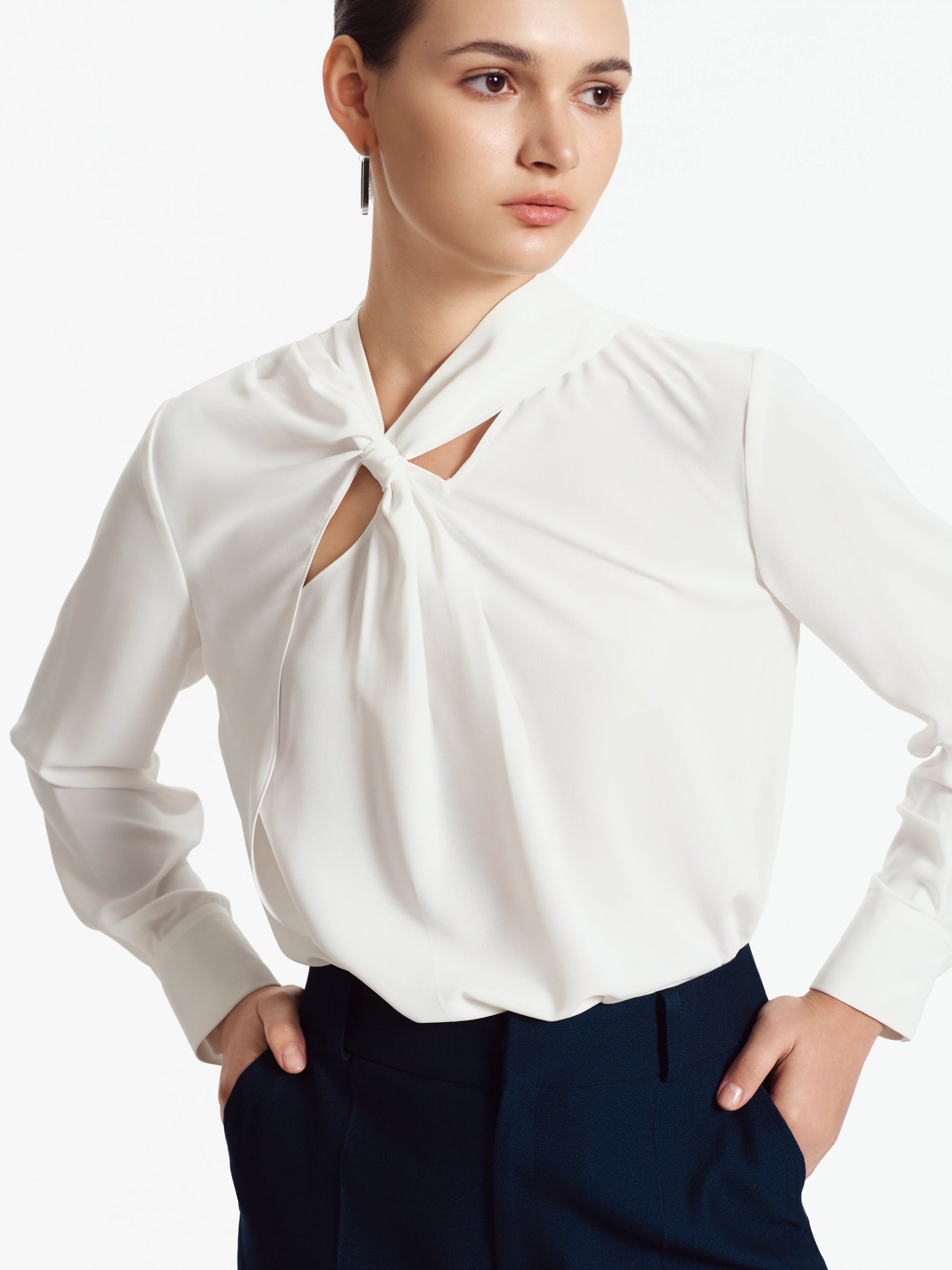 Elise Gathered-Neck Blouse