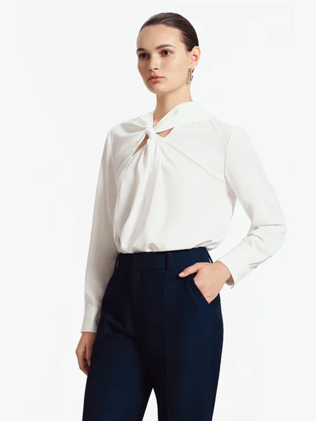 Elise Gathered-Neck Blouse