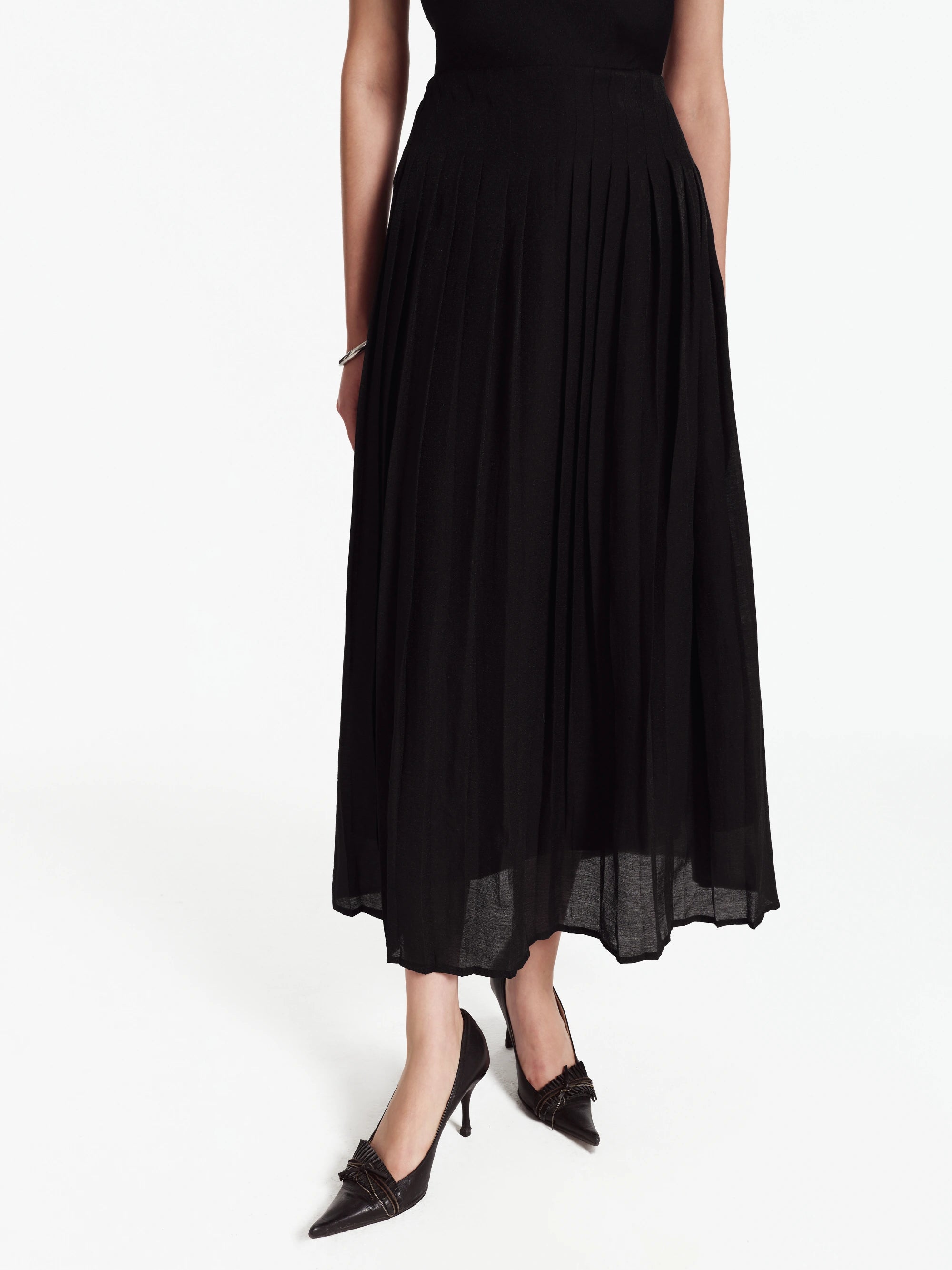 Lilian Draped Cowl-Neck Midi Dress (Black)