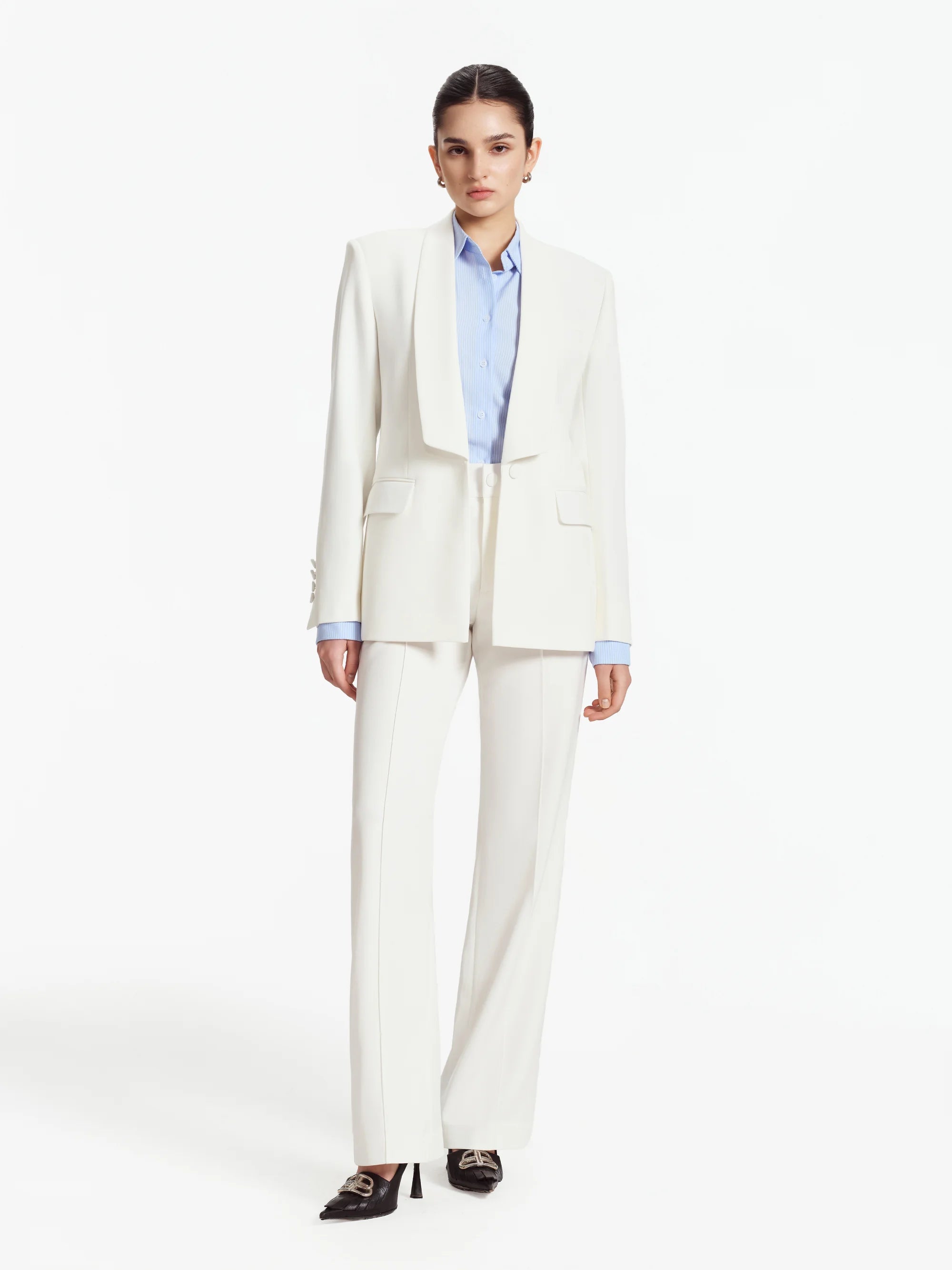 Nina Tailored Straight Pants (Ivory)
