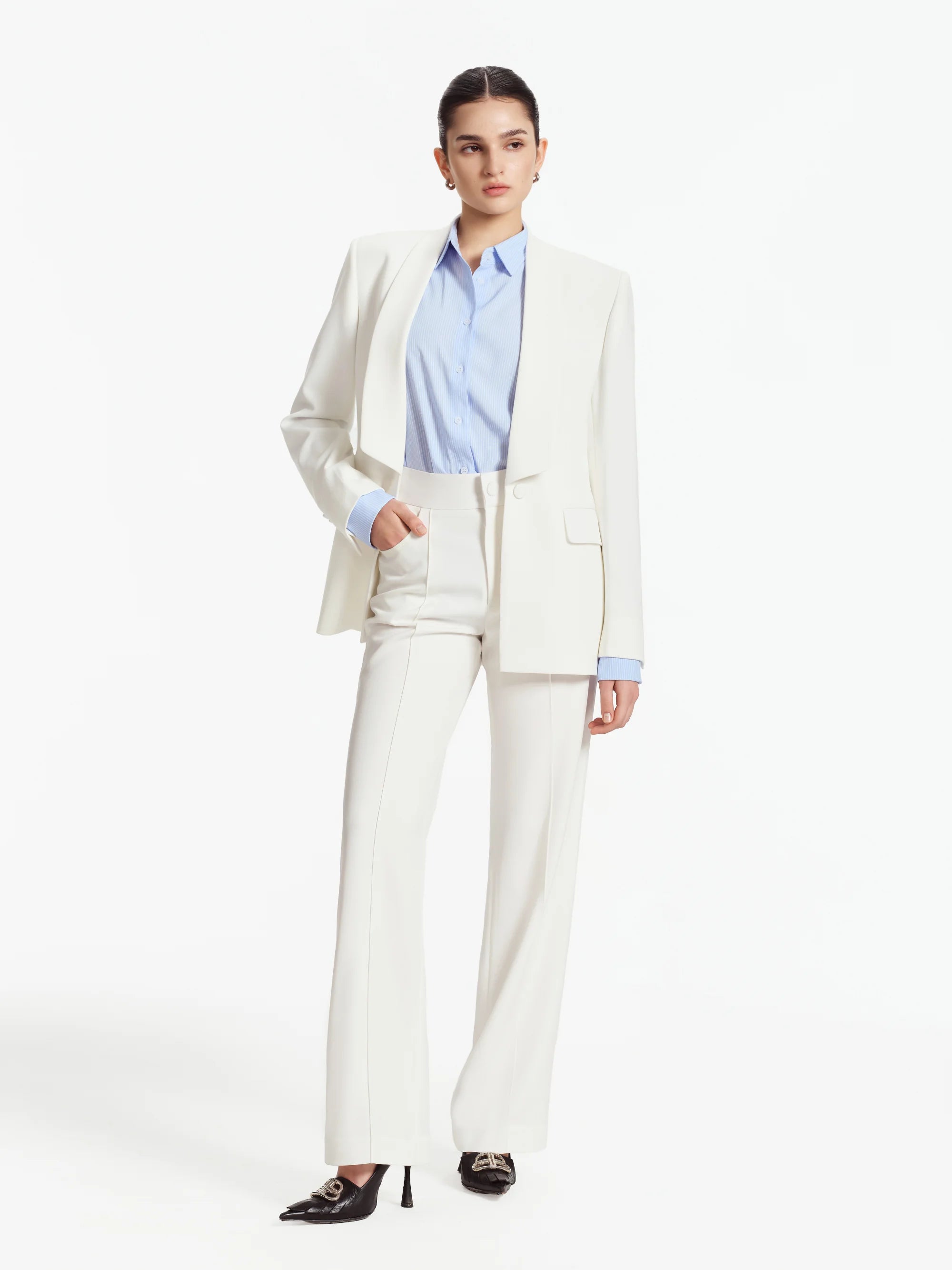 Nina Tailored Straight Pants (Ivory)