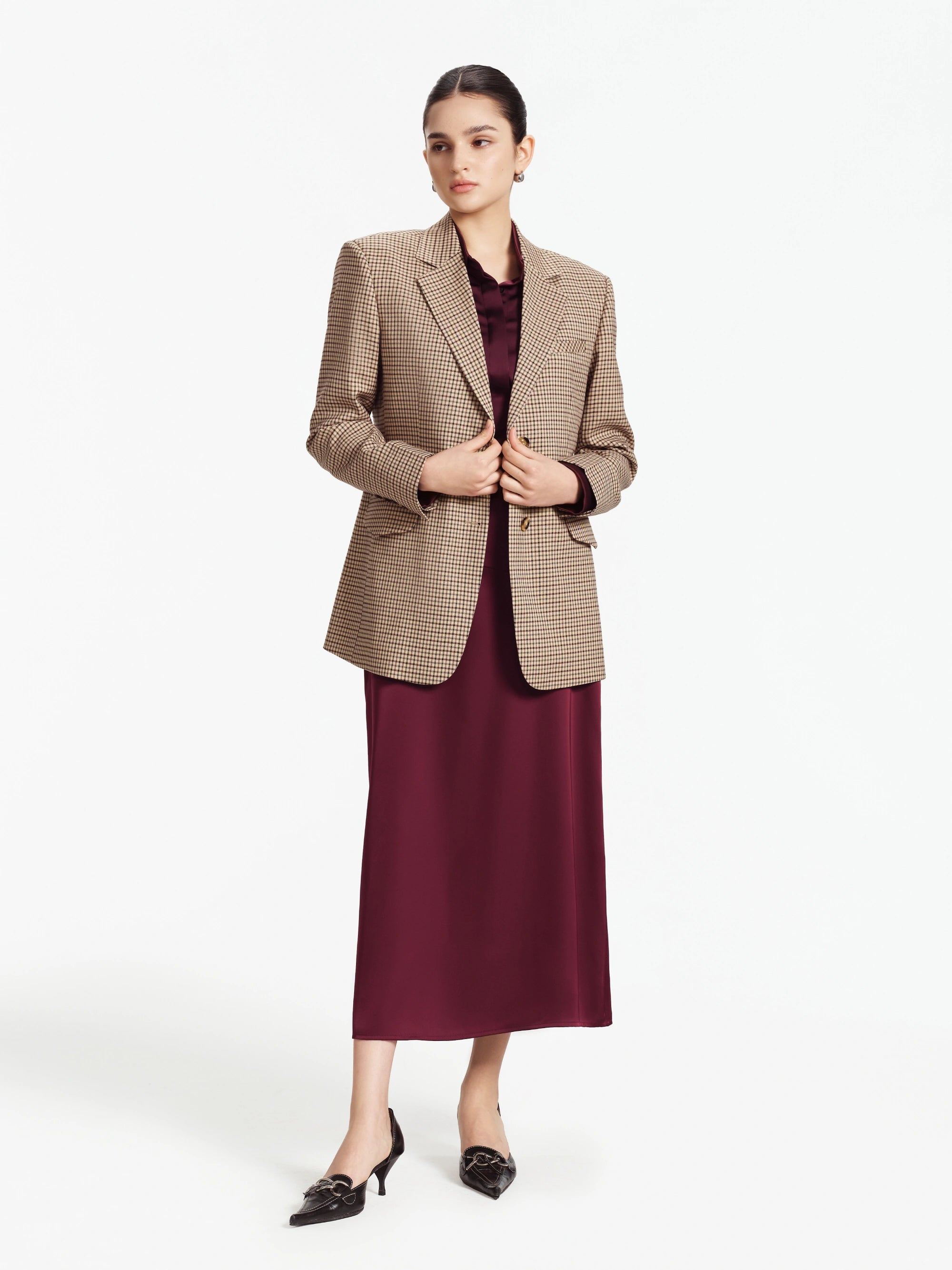 Sloane Silk Midi Skirt (Aubergine)