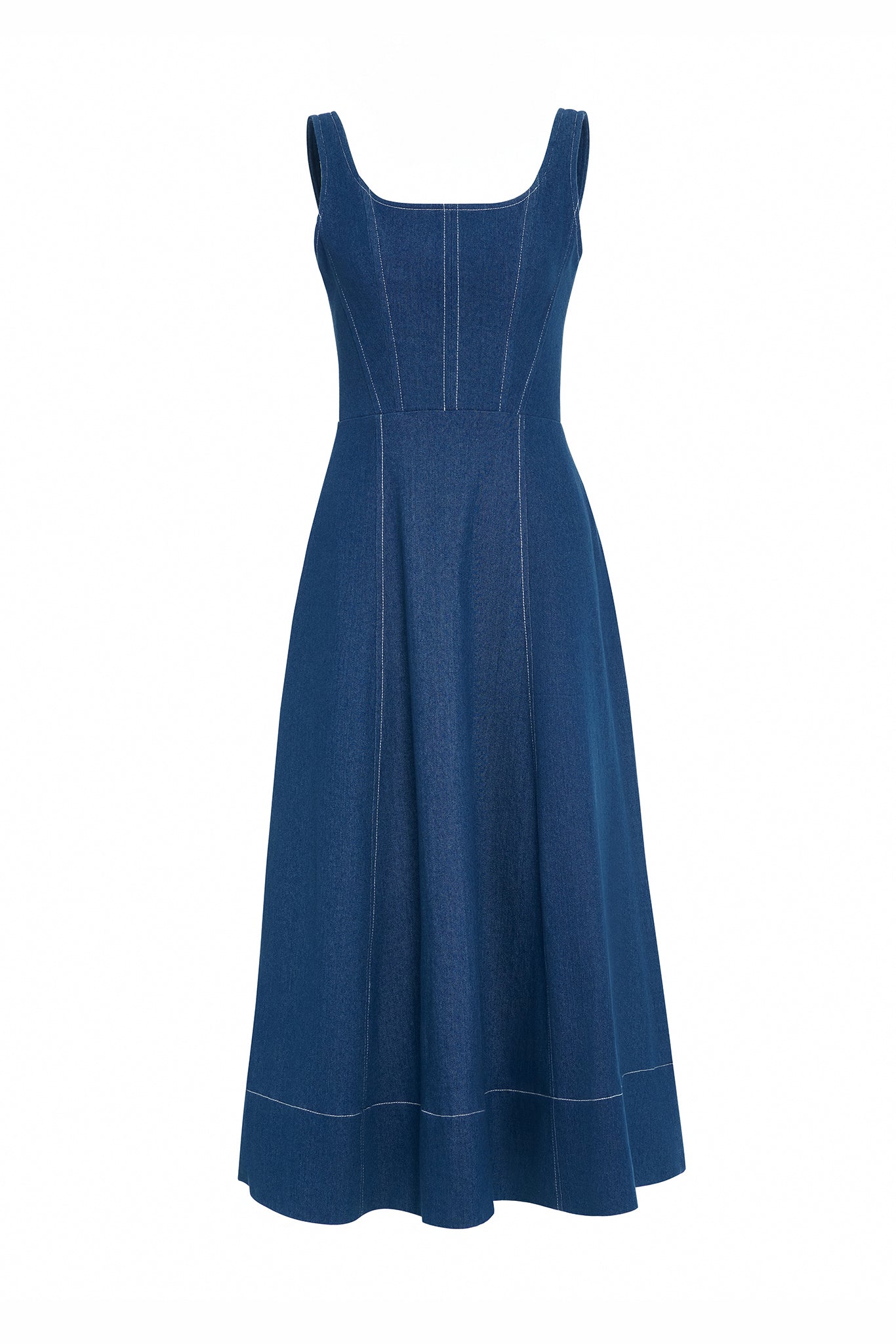 Zeina Denim Fit-and-Flare Midi Dress