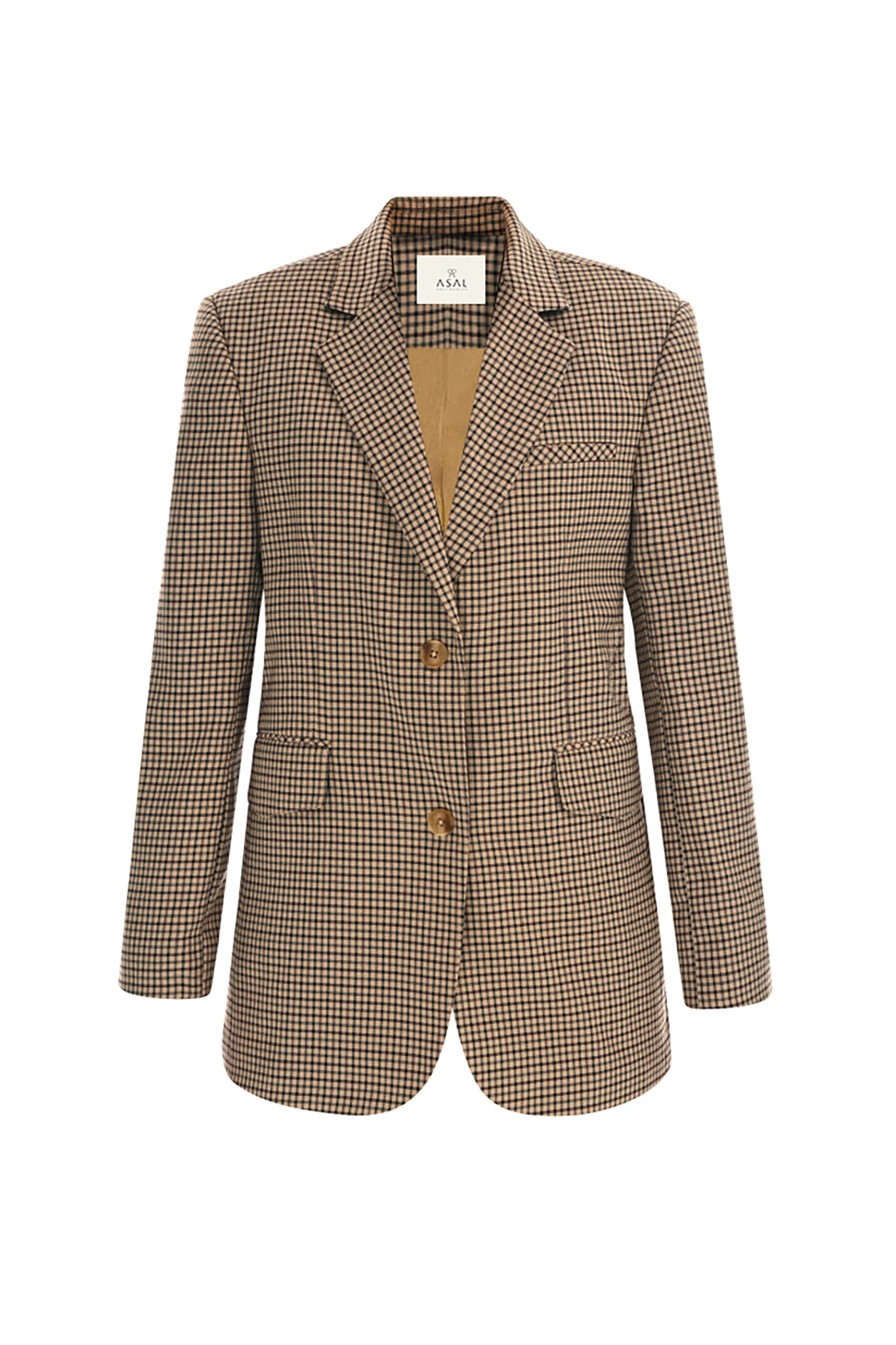 Hannah Relaxed-Fit Checked Blazer (Camel Check)