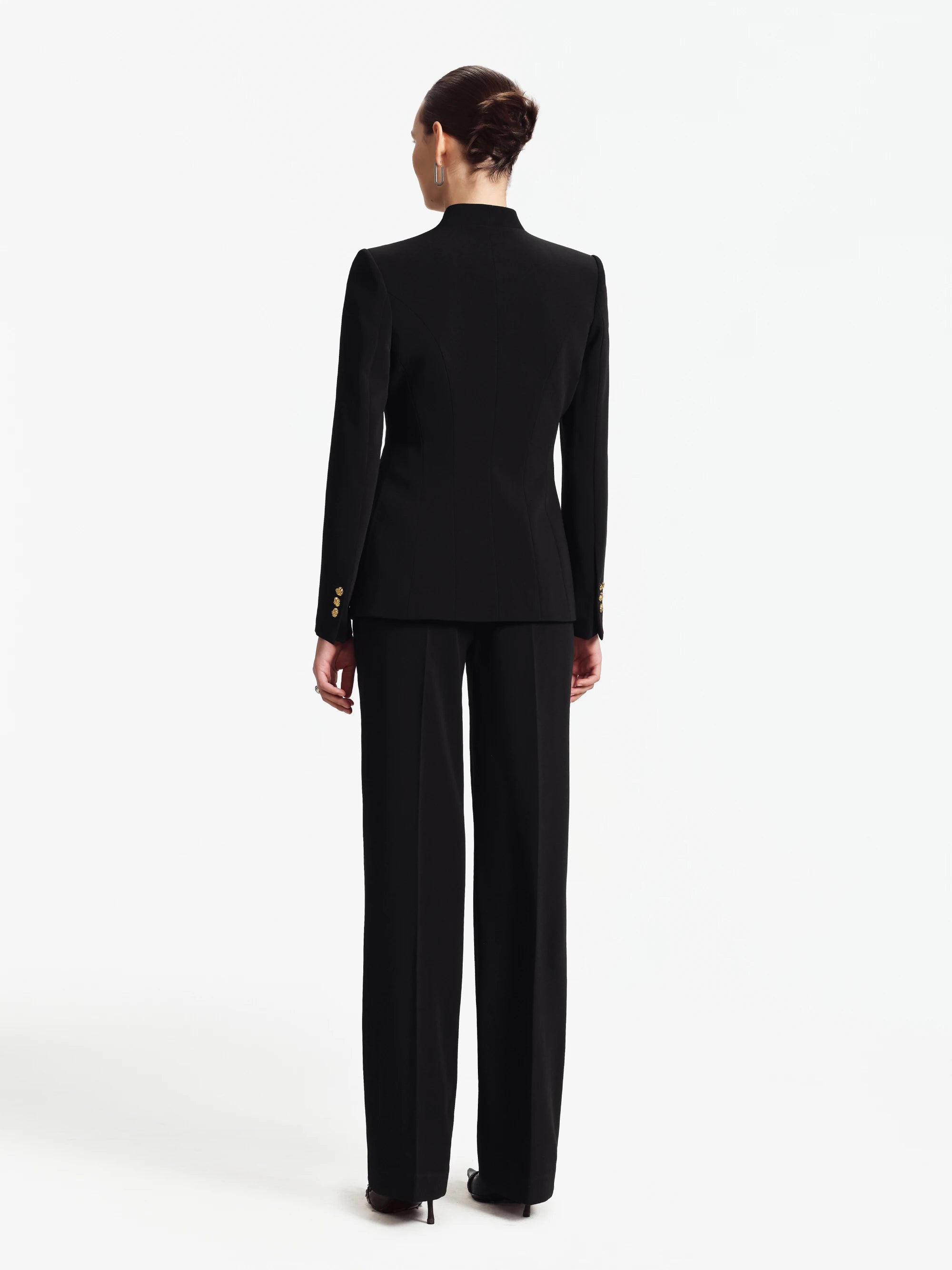 Mandarin Collar Hourglass Blazer / Suit (Black)