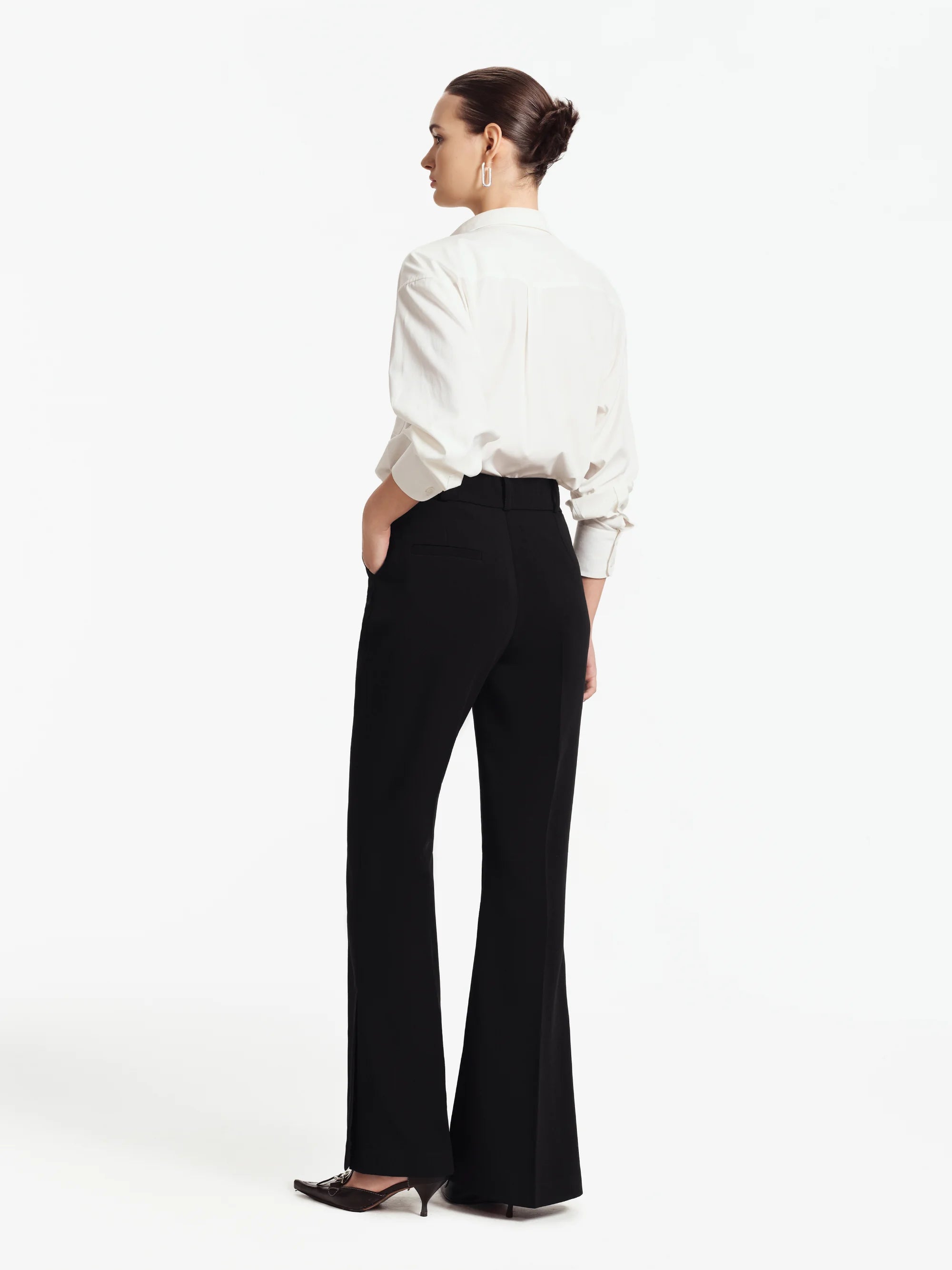 Amélie Tailored Flared Trousers (Black)