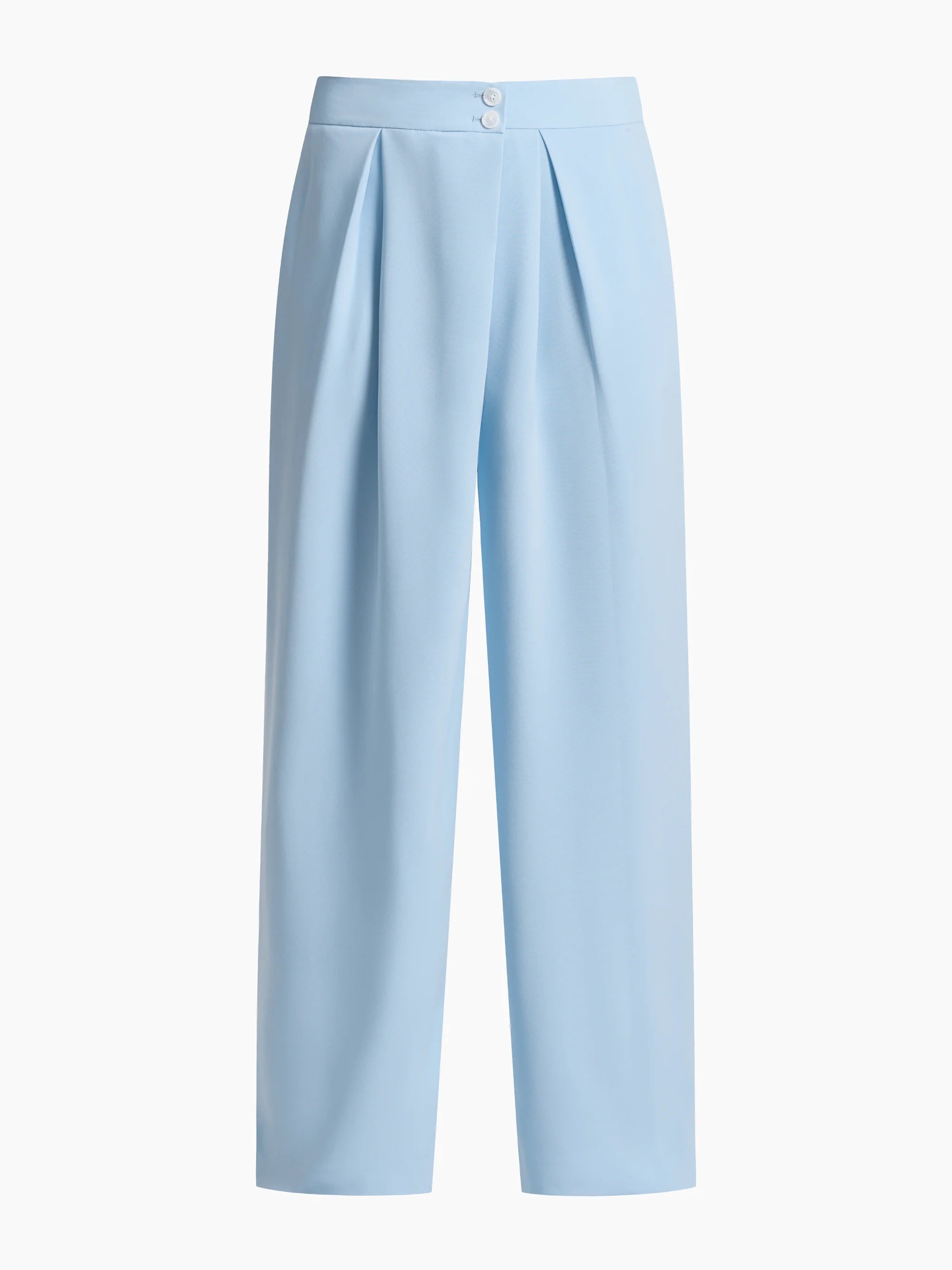 Camille Pleated Wide-Leg Trousers (Baby Blue)