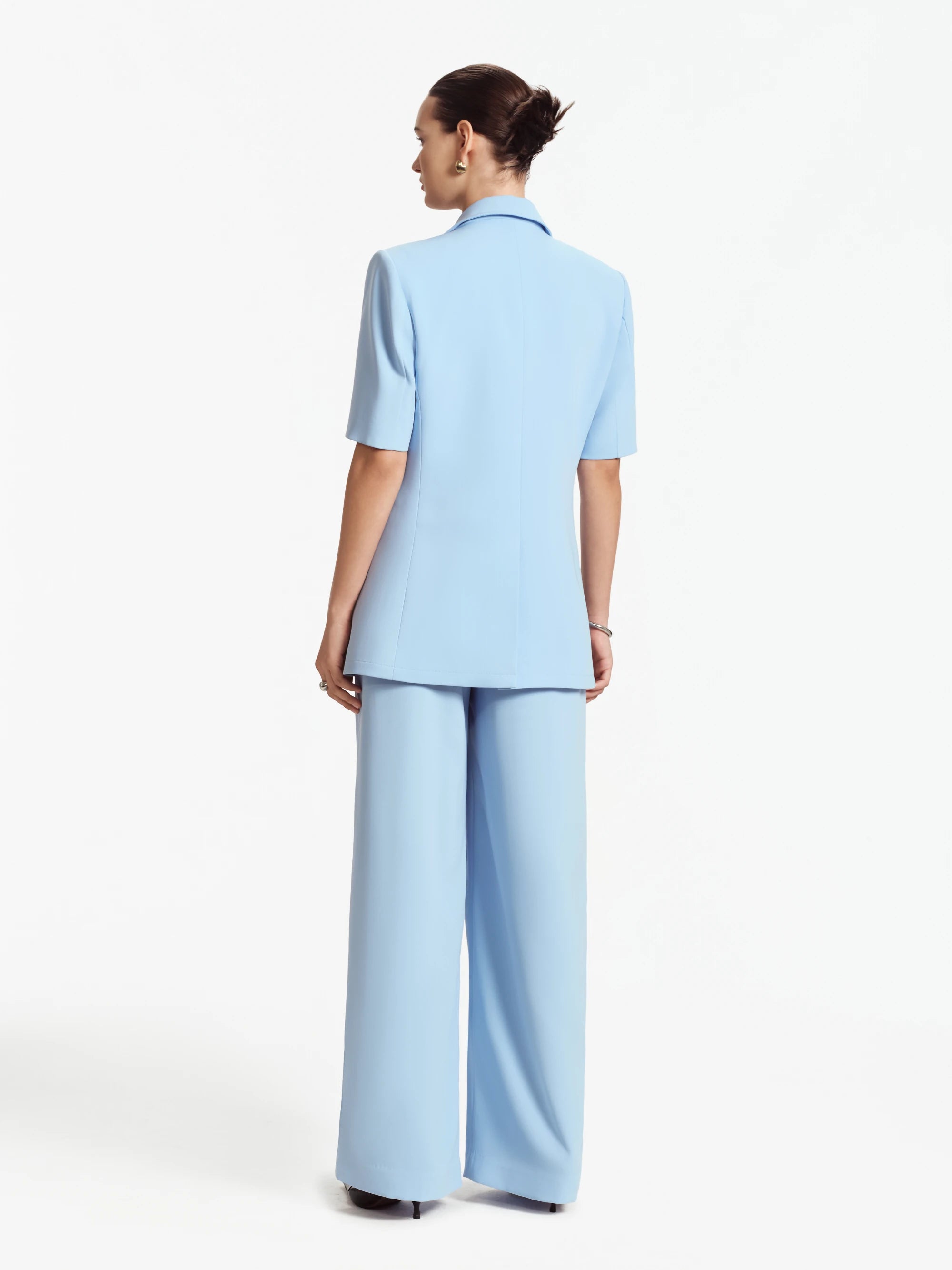 Camille Relaxed-Fit Short-Sleeve Blazer / Suit (Baby blue)
