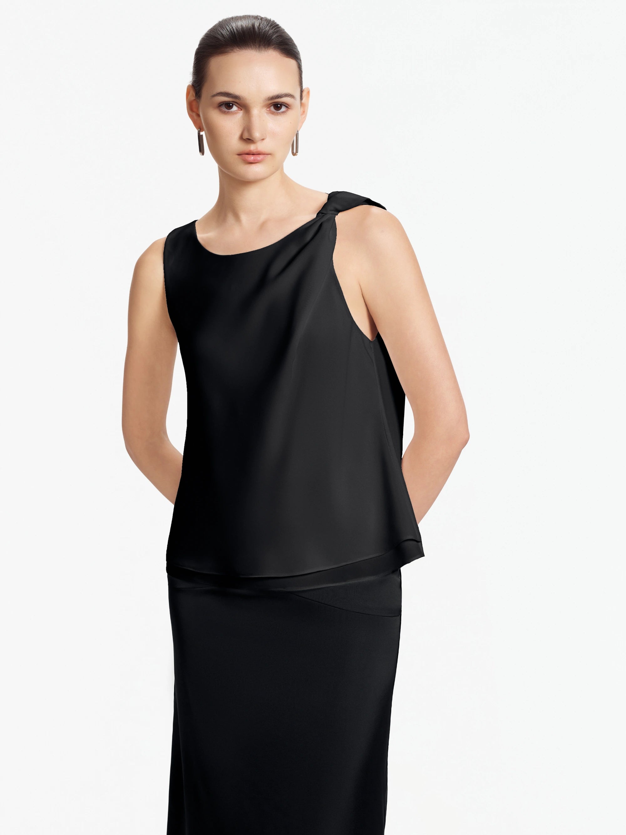 Sloane Silk Midi Skirt (Black)