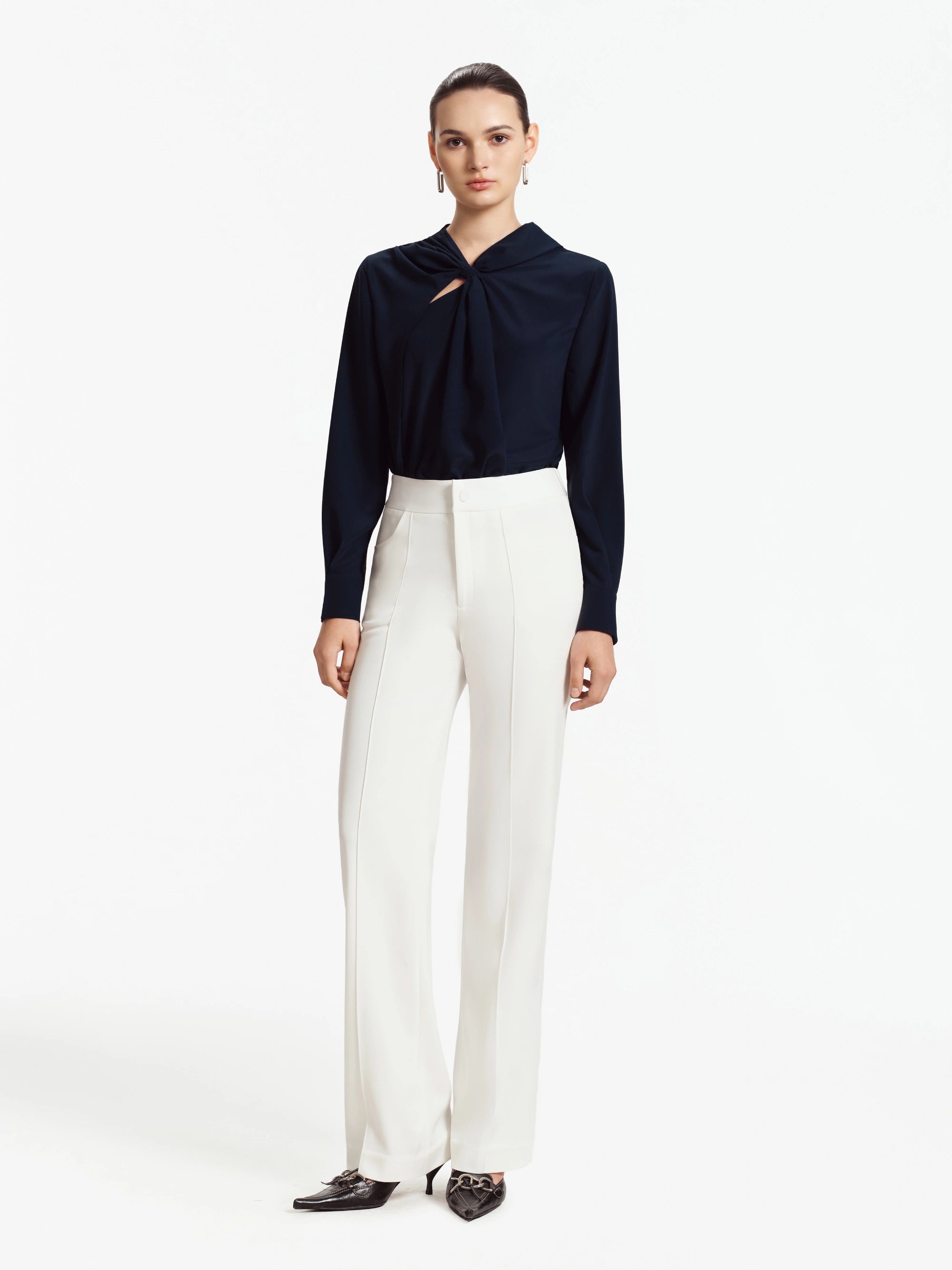 Elise Gathered-Neck Blouse