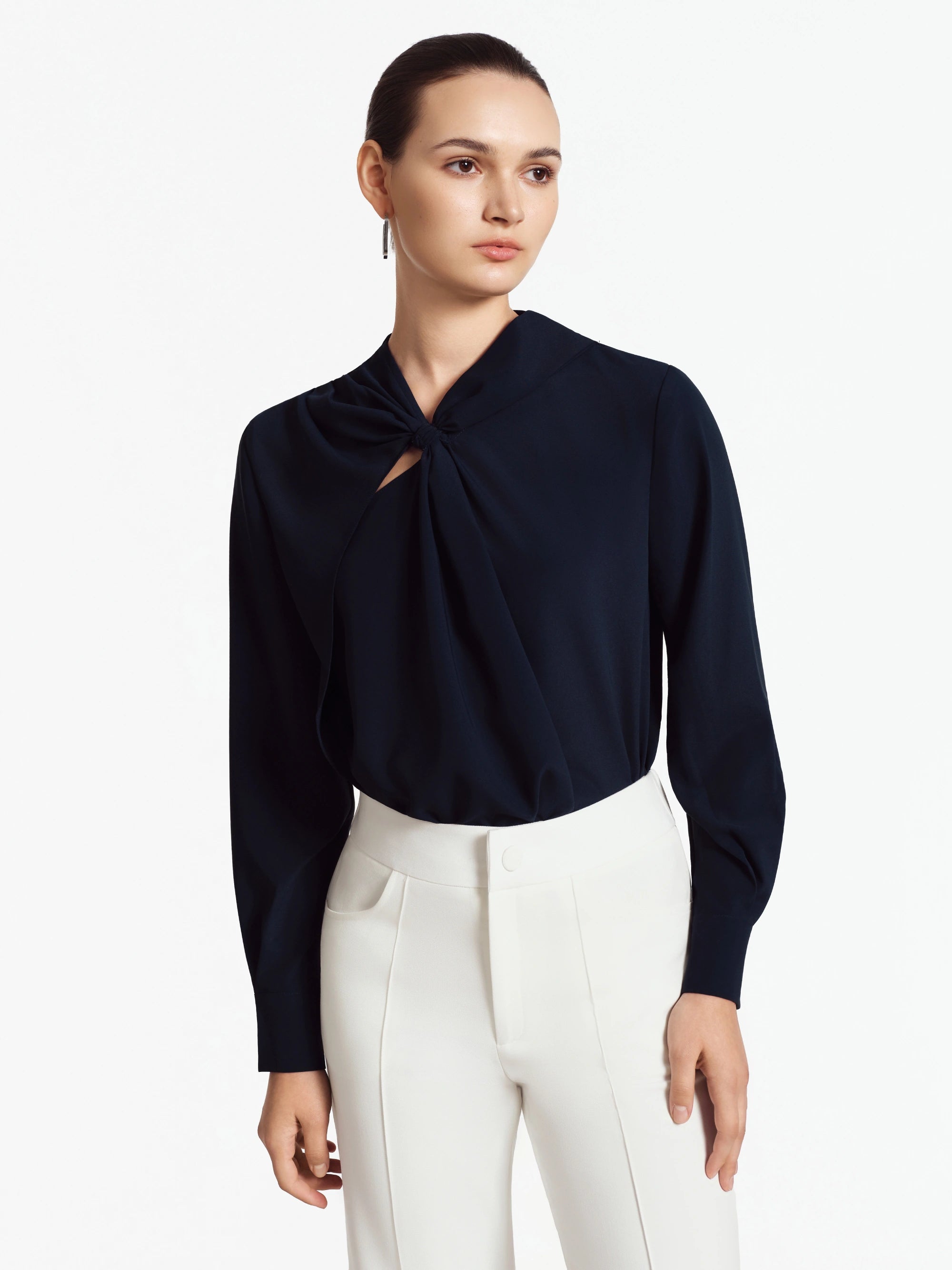 Elise Gathered-Neck Blouse