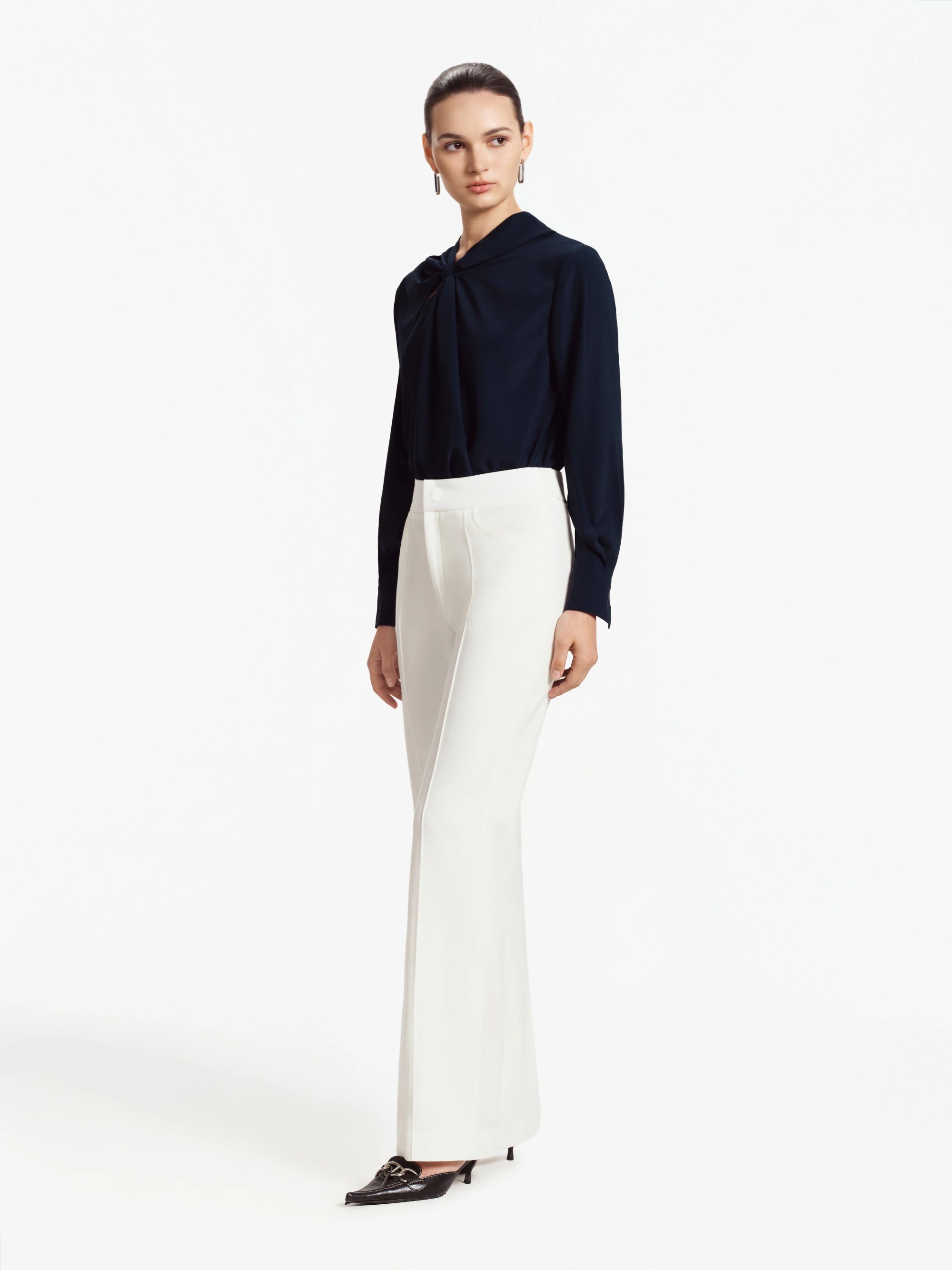 Elise Gathered-Neck Blouse