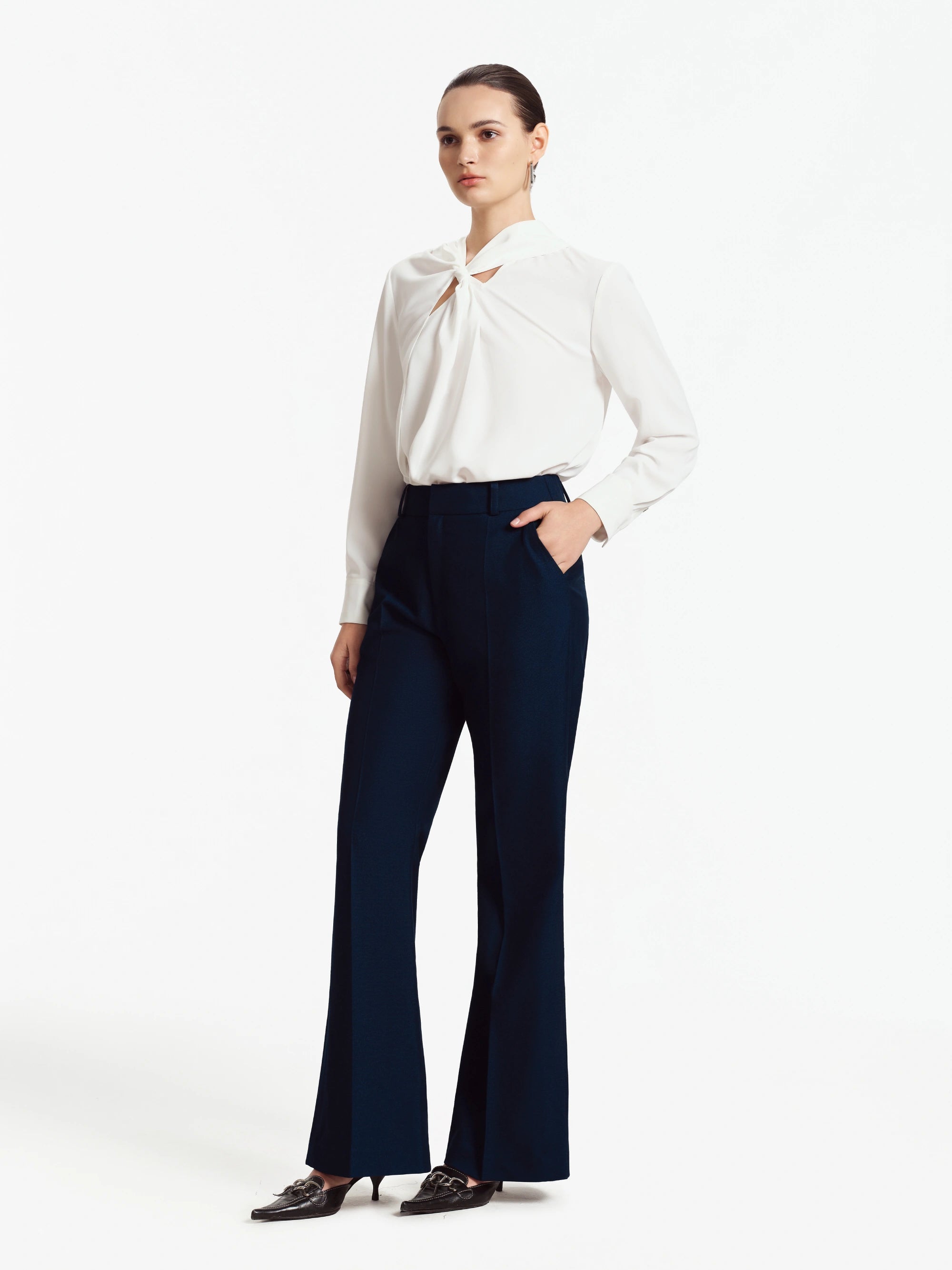 Elise Gathered-Neck Blouse