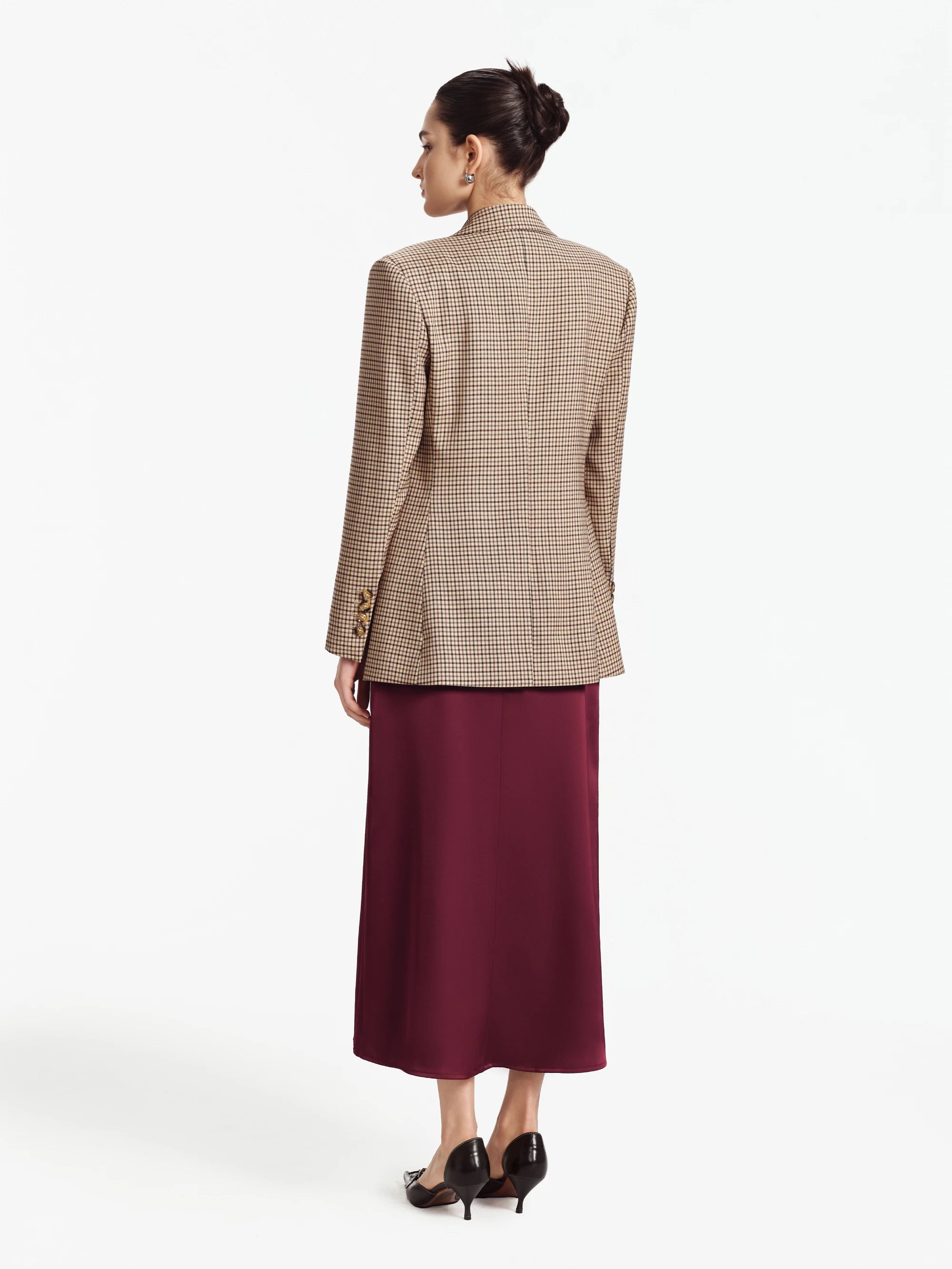 Hannah Relaxed-Fit Checked Blazer (Camel Check)