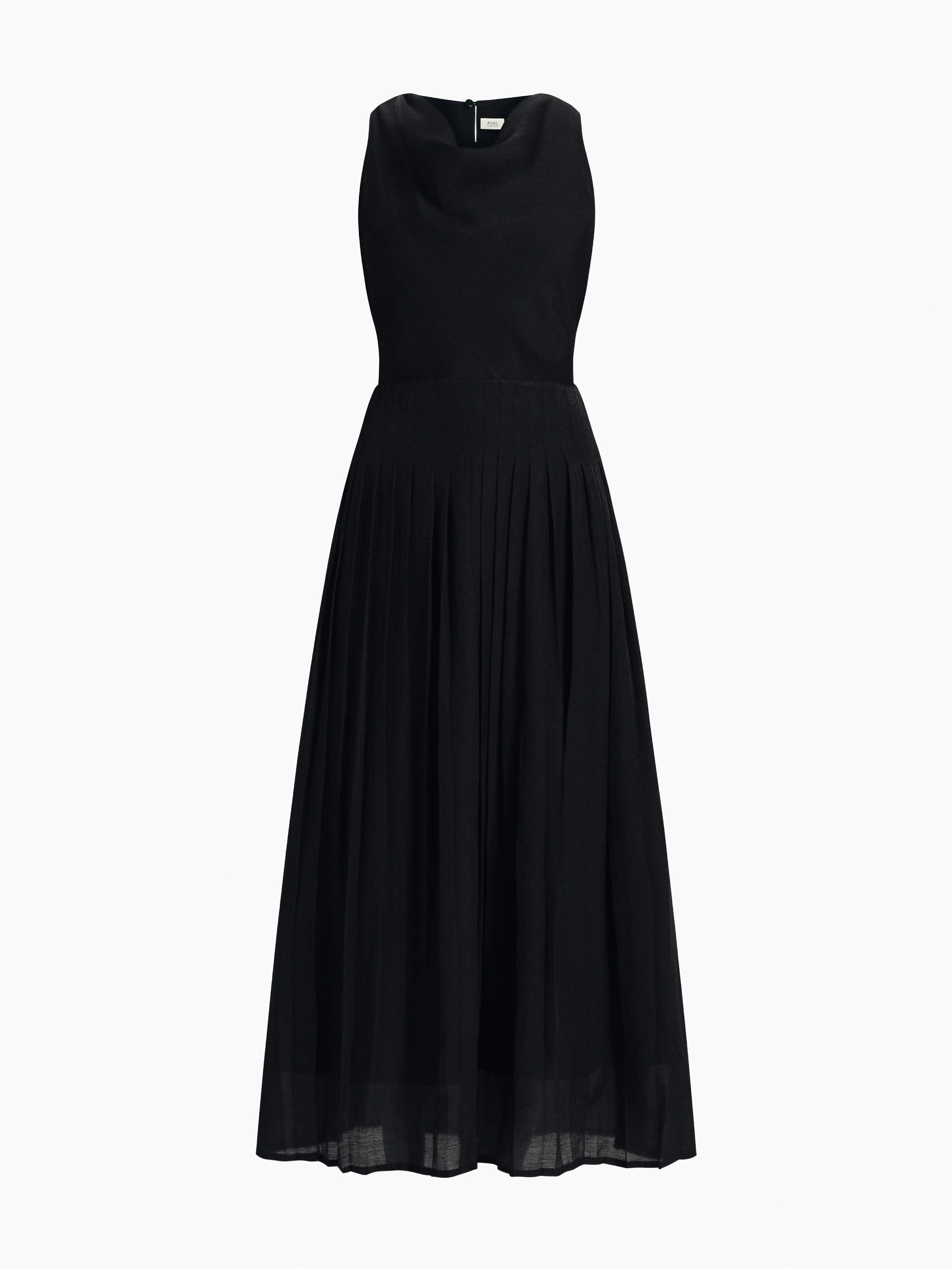 Lilian Draped Cowl-Neck Midi Dress (Black)