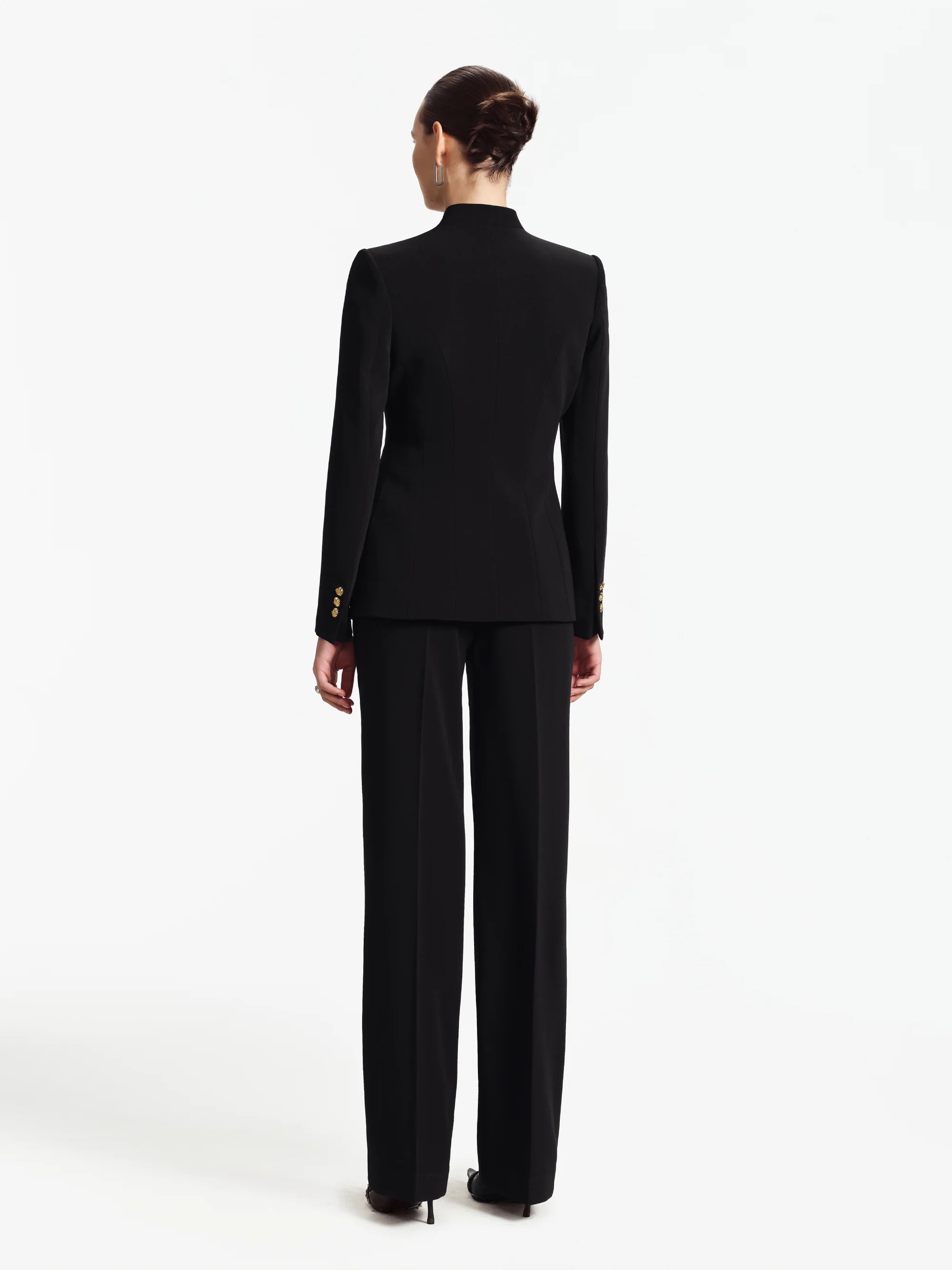 Mandarin Straight Tailored Trousers (Black)