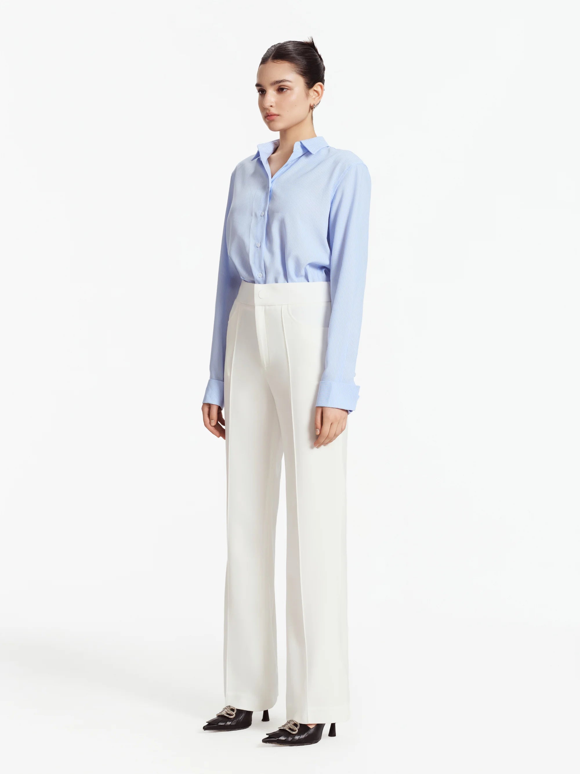 Nina Tailored Straight Pants (Ivory)