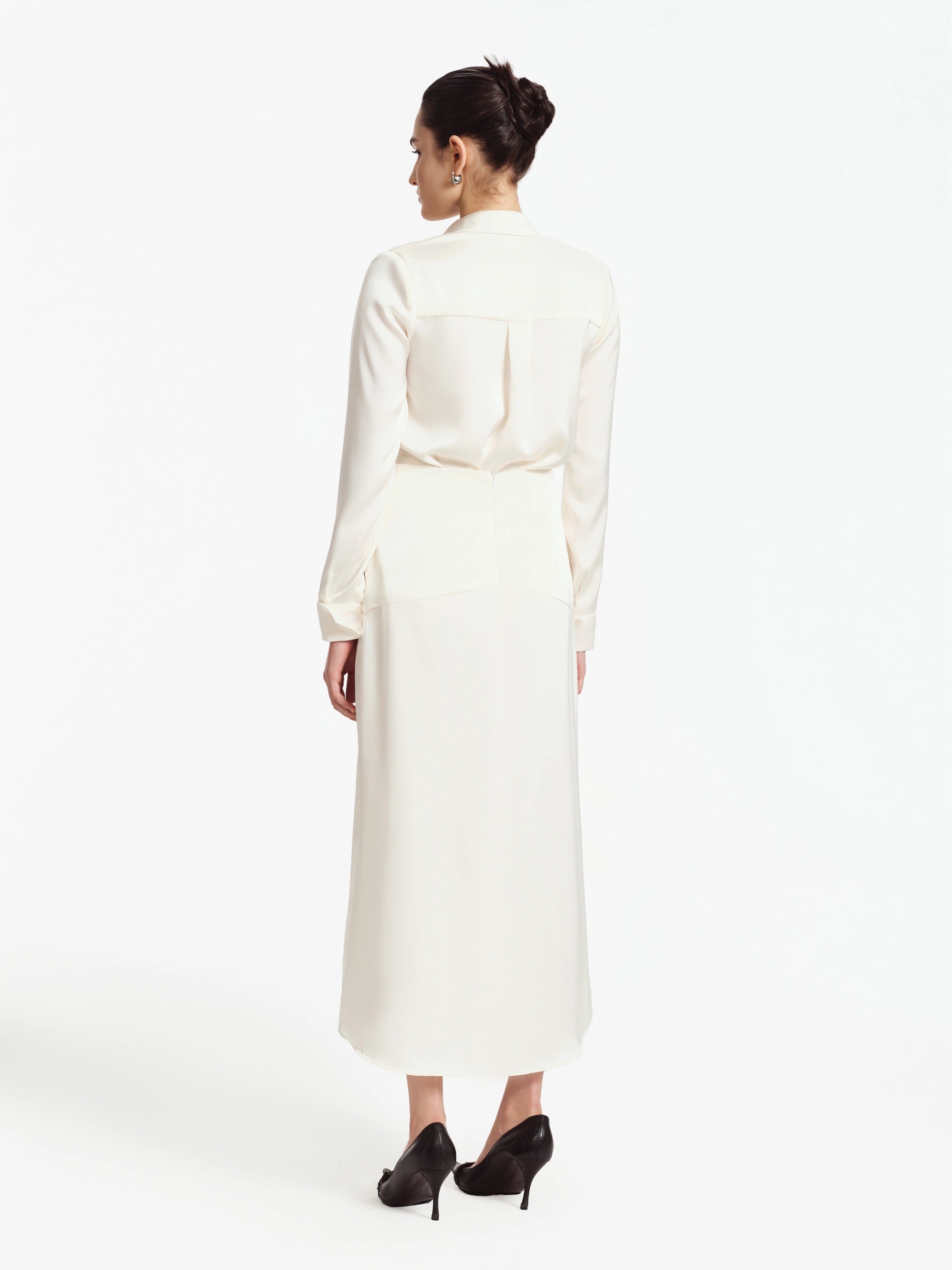 Sloane Silk Midi Skirt (Ivory)